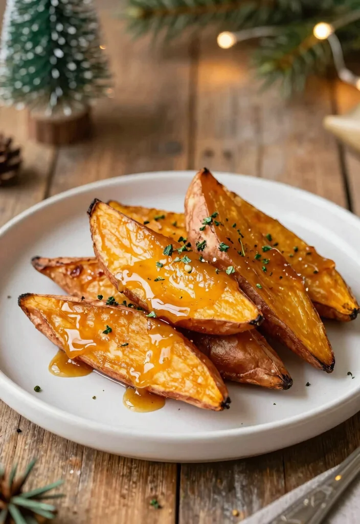 10 Vegan Christmas Recipes for Festive Easy Holiday Plates - 7. Sweet Potato Wedges with Maple Glaze