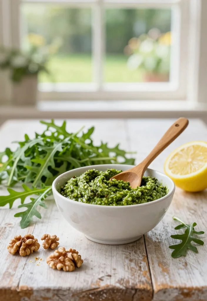 10 Vegan Pesto Recipes for Fresh Herb-Packed Meals - 1. Arugula Walnut Pesto