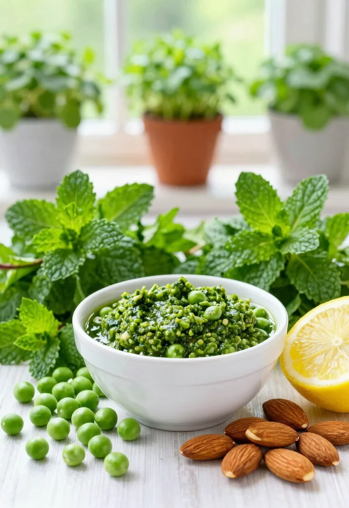 10 Vegan Pesto Recipes for Fresh Herb-Packed Meals - 4. Mint and Pea Pesto