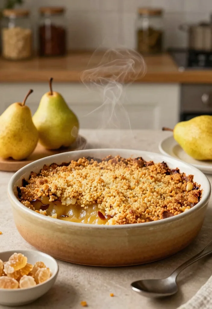 10 Vegetarian Crumble Recipes for Cozy Plant-Based Comfort - 3. Pear and Ginger Crumble