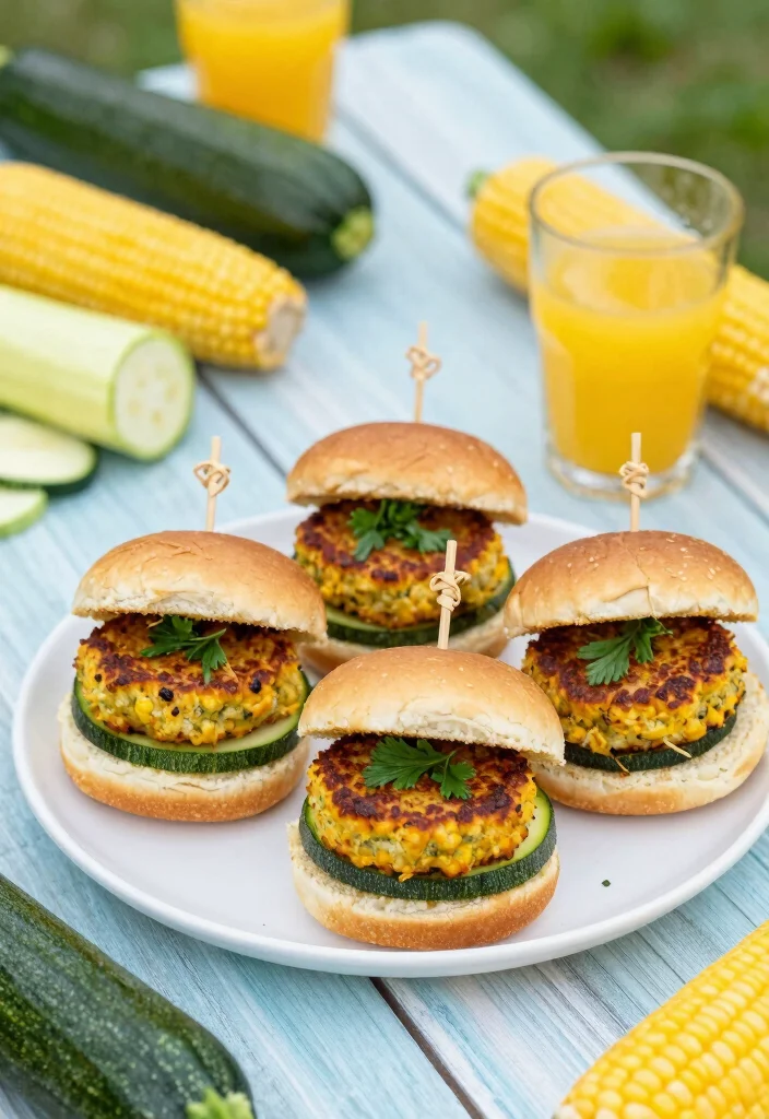 10 Vegetarian Slider Recipes for Fun Easy Party Plates - 10. Zucchini and Corn Sliders