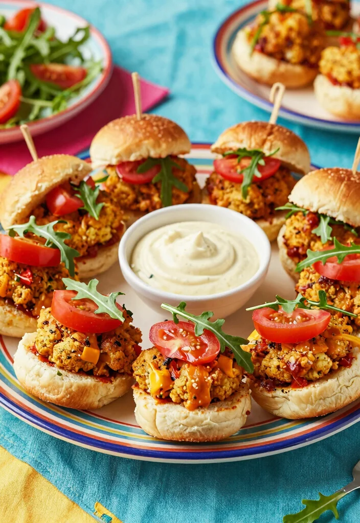 10 Vegetarian Slider Recipes for Fun Easy Party Plates - 5. Spicy Cauliflower Sliders