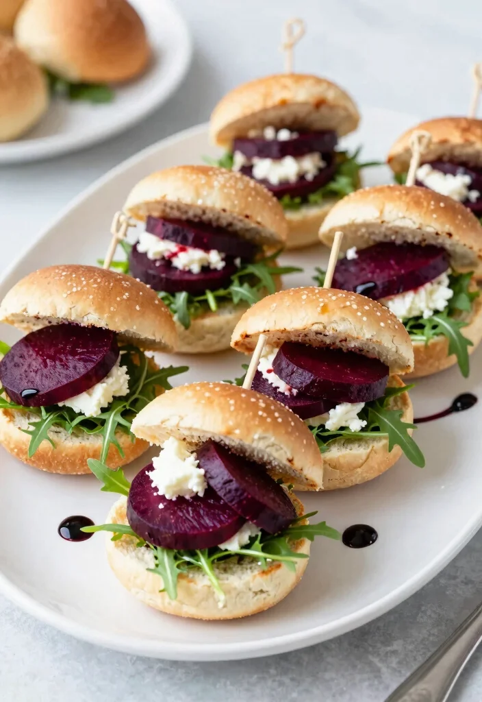 10 Vegetarian Slider Recipes for Fun Easy Party Plates - 8. Roasted Beet and Goat Cheese Sliders