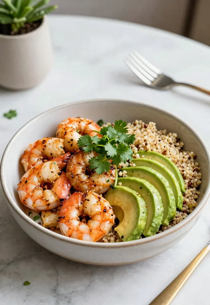 12 Dinner Bowl Recipes for Easy Balanced One-Bowl Meals - 10. Shrimp and Avocado Bowl