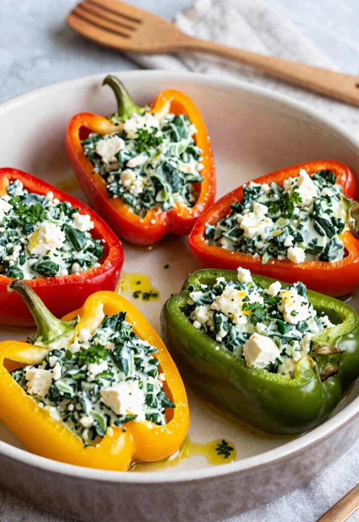 12 Fresh Dinner Recipes for Light Bright Weeknight Eating - 6. Spinach and Feta Stuffed Peppers