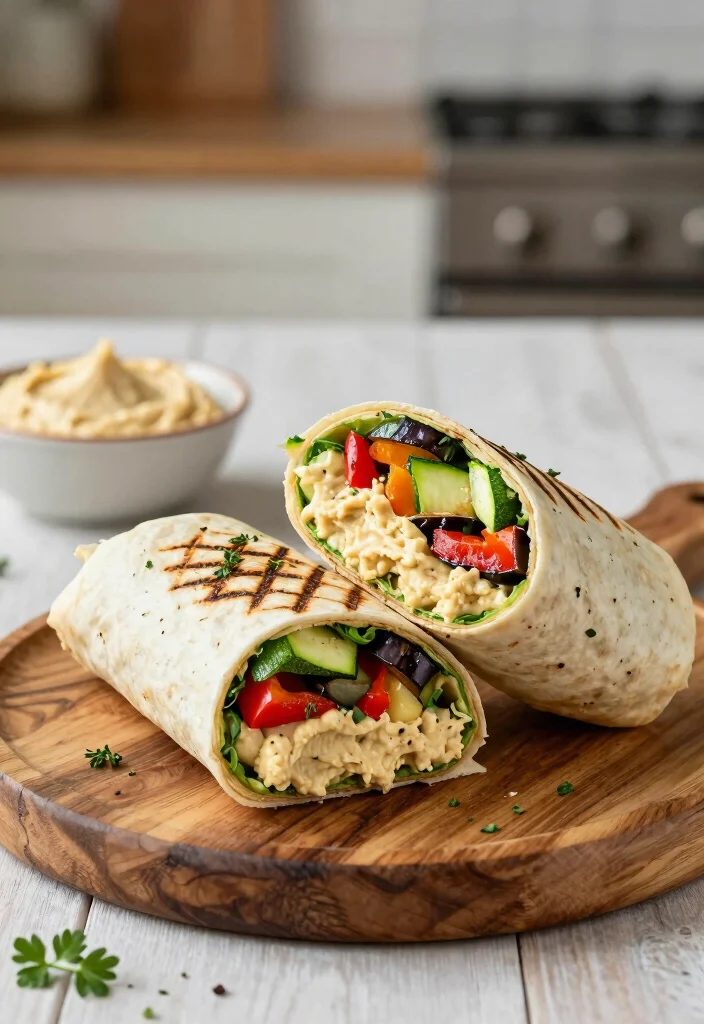 12 Fresh Dinner Recipes for Light Bright Weeknight Eating - 7. Grilled Vegetable and Hummus Wraps