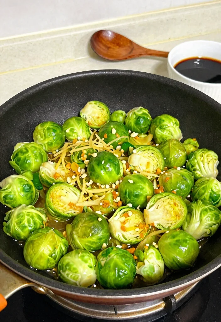 12 Healthy Brussels Sprout Recipes for Light Flavorful Sides - 3. Brussels Sprouts Stir-Fry with Garlic and Ginger