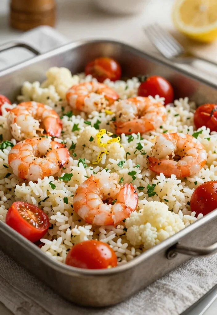12 Keto Sheet Pan Recipes for Fast Low-Carb Weeknight Dinners - 4. Mediterranean Shrimp and Cauliflower Rice