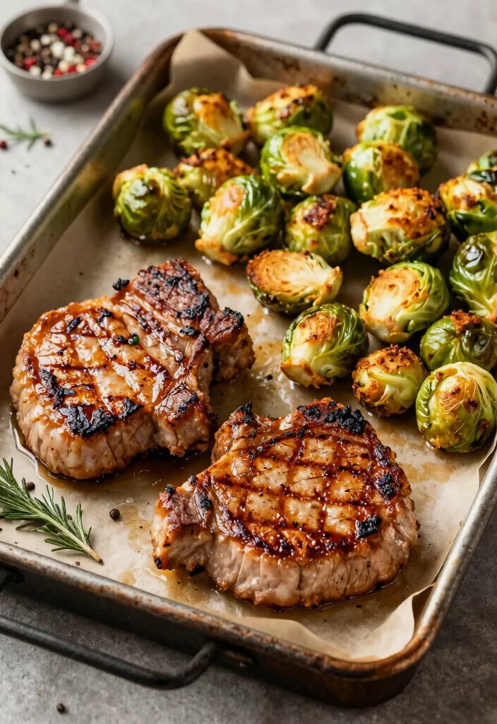 12 Keto Sheet Pan Recipes for Fast Low-Carb Weeknight Dinners - 8. Pork Chops with Brussels Sprouts