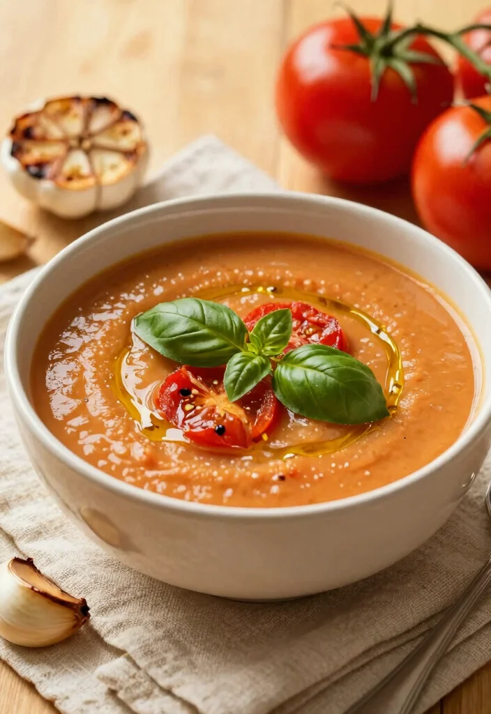 12 Keto Vegetable Soup Recipes for Light Cozy Low-Carb Bowls - 9. Roasted Garlic and Tomato Soup