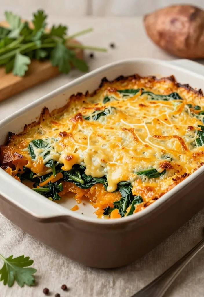 12 Ottolenghi Vegetarian Recipes for Bold Flavor-Packed Meals - 10. Sweet Potato and Spinach Gratin