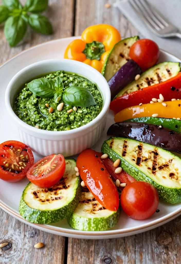12 Ottolenghi Vegetarian Recipes for Bold Flavor-Packed Meals - 8. Grilled Vegetable Platter with Pesto