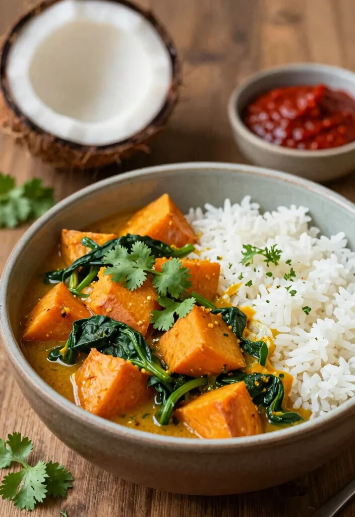 12 Vegan Thai Curry Recipes for Cozy Flavorful Bowls - 10. Sweet Potato and Spinach Curry