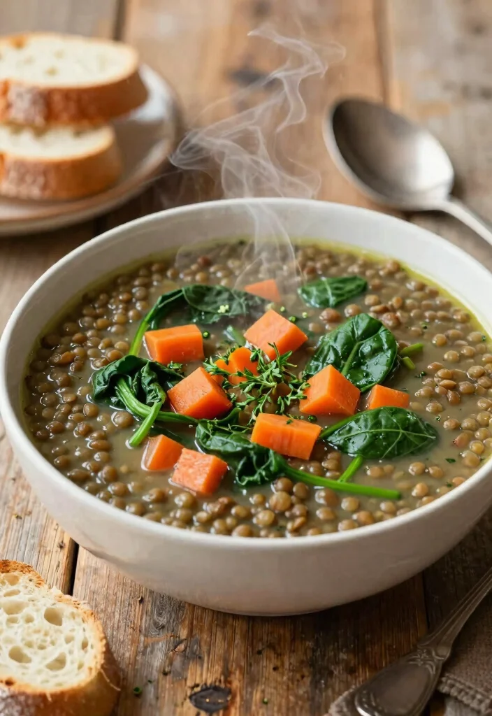 14 Vegan Dinner Recipes for Fresh Easy Plant-Based Meals - 6. Lentil Soup with Spinach