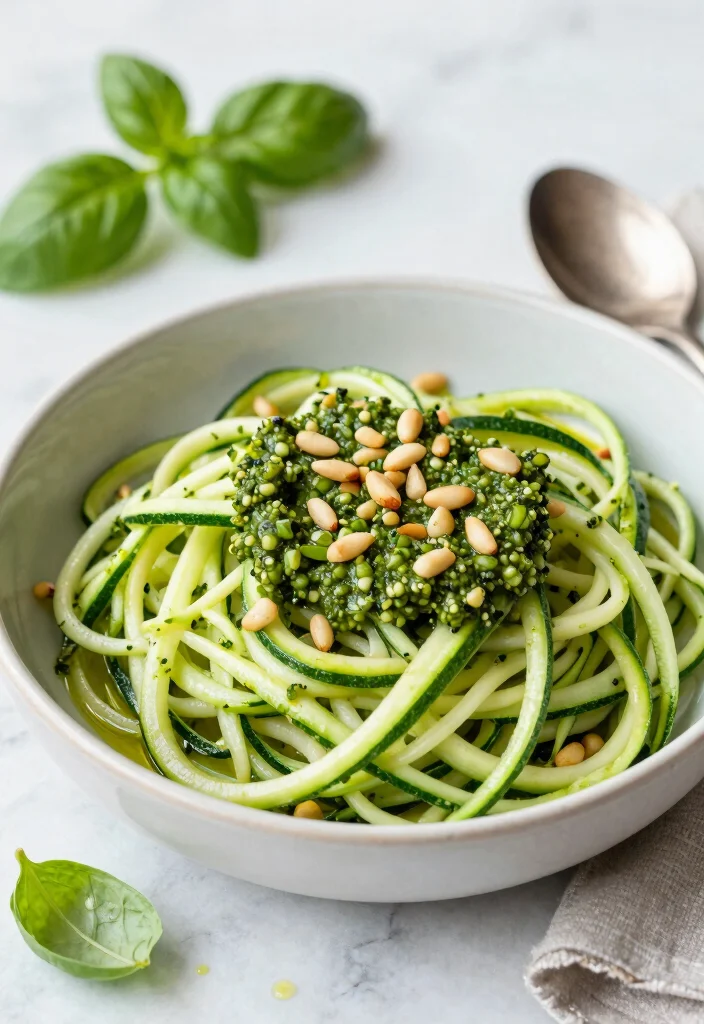 14 Vegan Dinner Recipes for Fresh Easy Plant-Based Meals - 9. Zucchini Noodles with Pesto